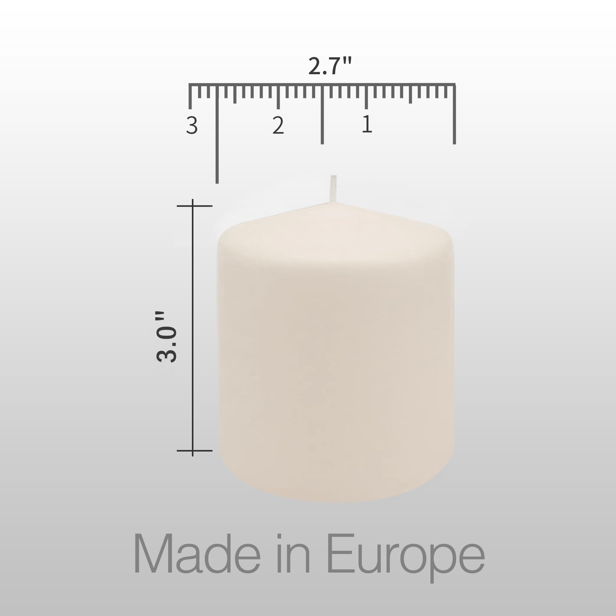 Pillar Candles - 2.7x3 inch | 30 Hours Burning, 6 Count - White Unscented Smokeless European Pillar Candles - Perfect for Weddin