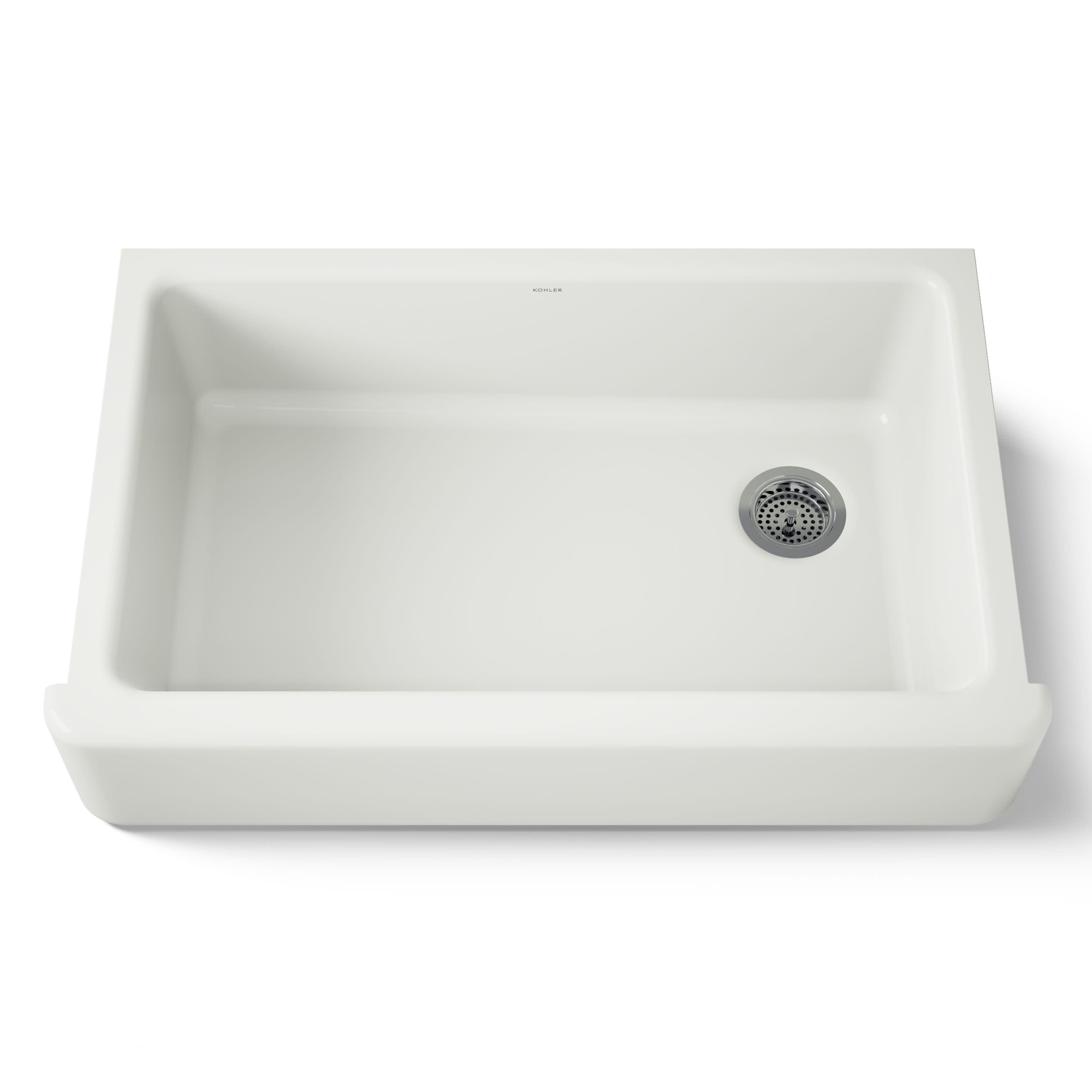 Kohler K-6489-Ny Whitehaven Farmhouse Self-Trimming Apron Front Single Basin Sink With Tall Apron, Dune