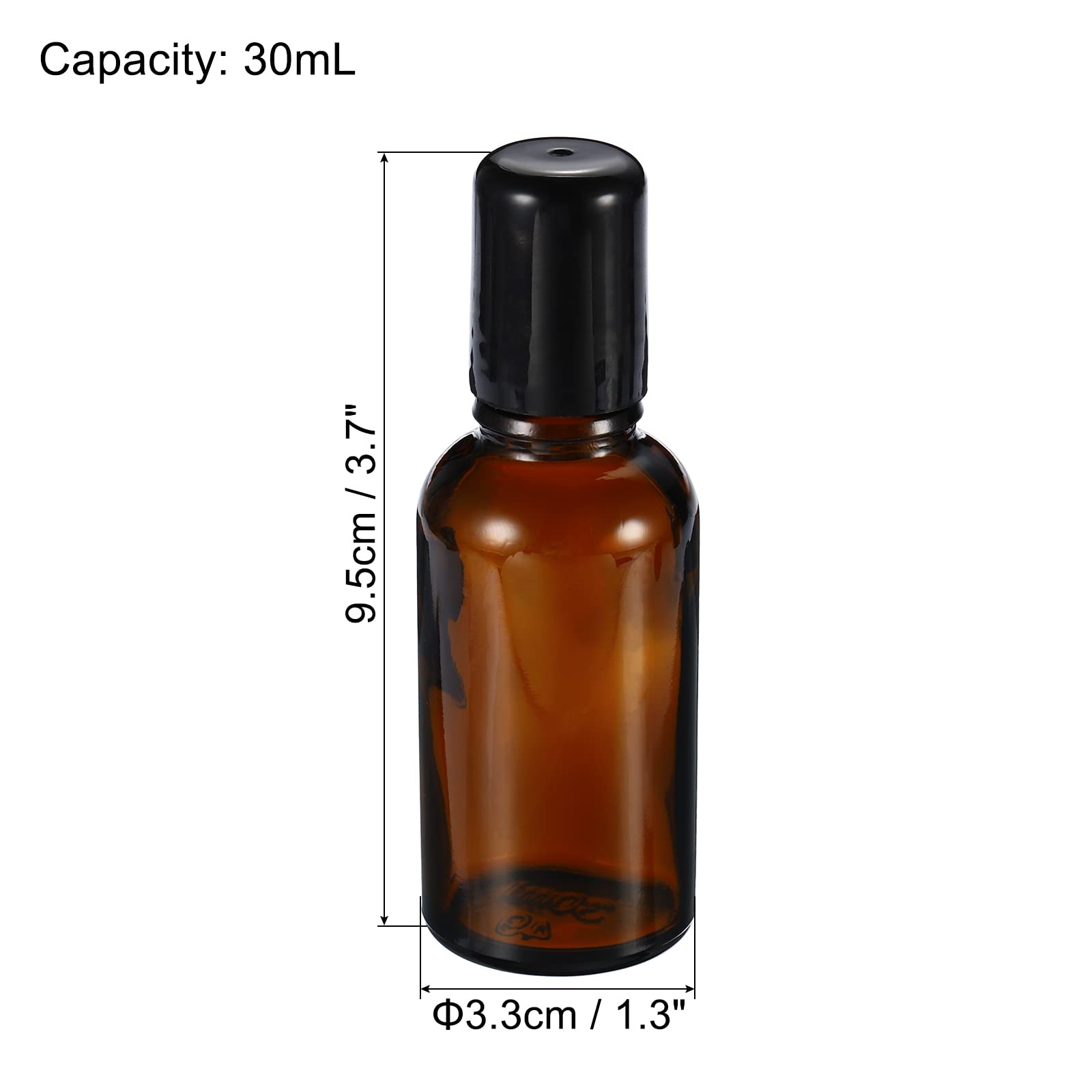 Patikil 30Ml Roller Bottles, 3 Pack Amber Glass Essential Oil Roller Ball Black Caps Refillable Sample Containers, Brown