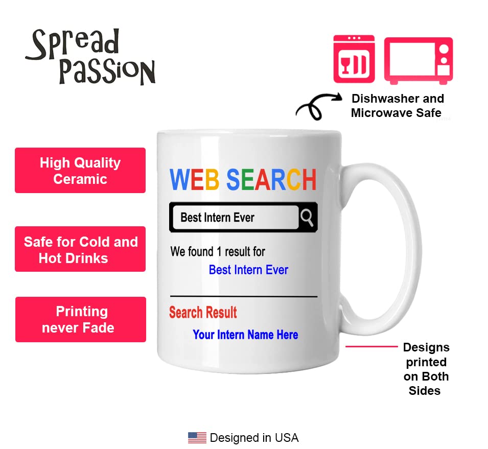 Spreadpassion Personalized Mug, Best Intern Ever, Gift For Intern, Birthday Christmas Basket Gift Idea, Custom Intern Mug