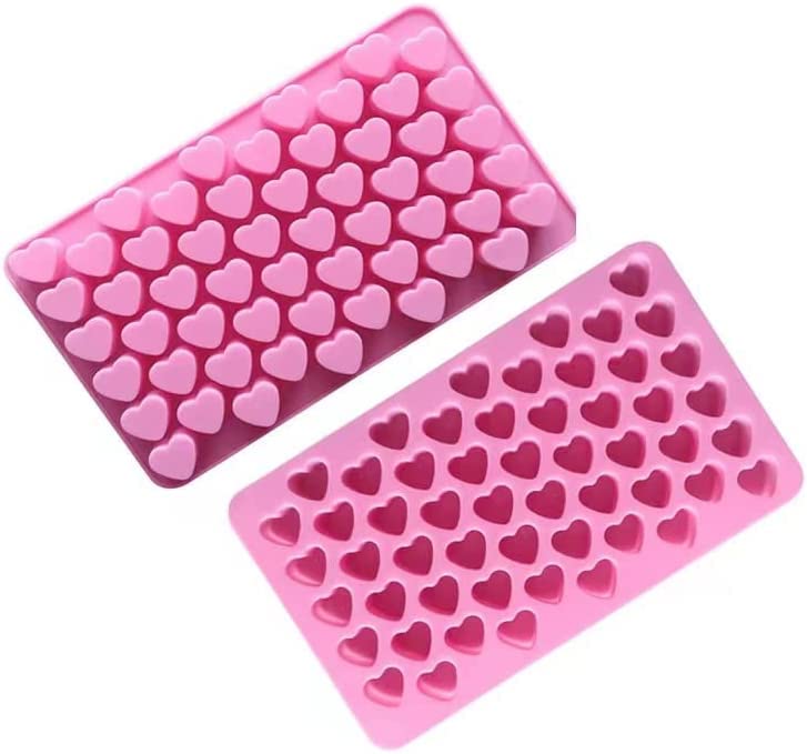 Rotdam Heart Silicone Mold Mini Heart Shaped Candy Mould 2Pcs Non-Stick Chocolate Gummy Jelly Ice Cube Tray Silicone Mold For Wa