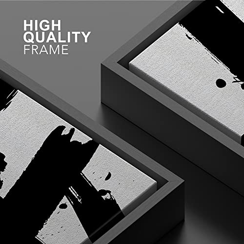 Signwin Framed Canvas Print Wall Art Black Ink Paint Stroke Grid Landscape Abstract Shapes Illustrations Modern Art Minimal Rela
