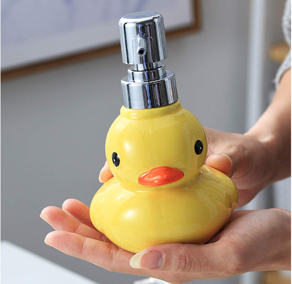 123Arts Ceramics Duck Soap Dispenser With Stainless Pump Soap Bottle Or Lotion Bottle