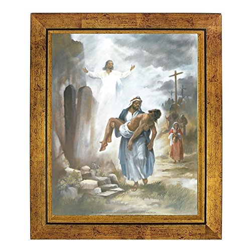 And He Rose: The Resurrection Of Black Jesus (10X8 Inches - Framed Art Print - Gold Frame).
