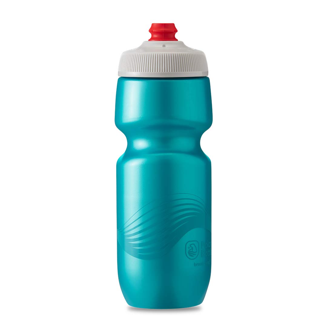 Polar Bottle Breakaway Wave Lightweight Bike Water Bottle - Bpa-Free, Cycling & Sports Squeeze Bottle (Teal & Silver, 24 Oz)