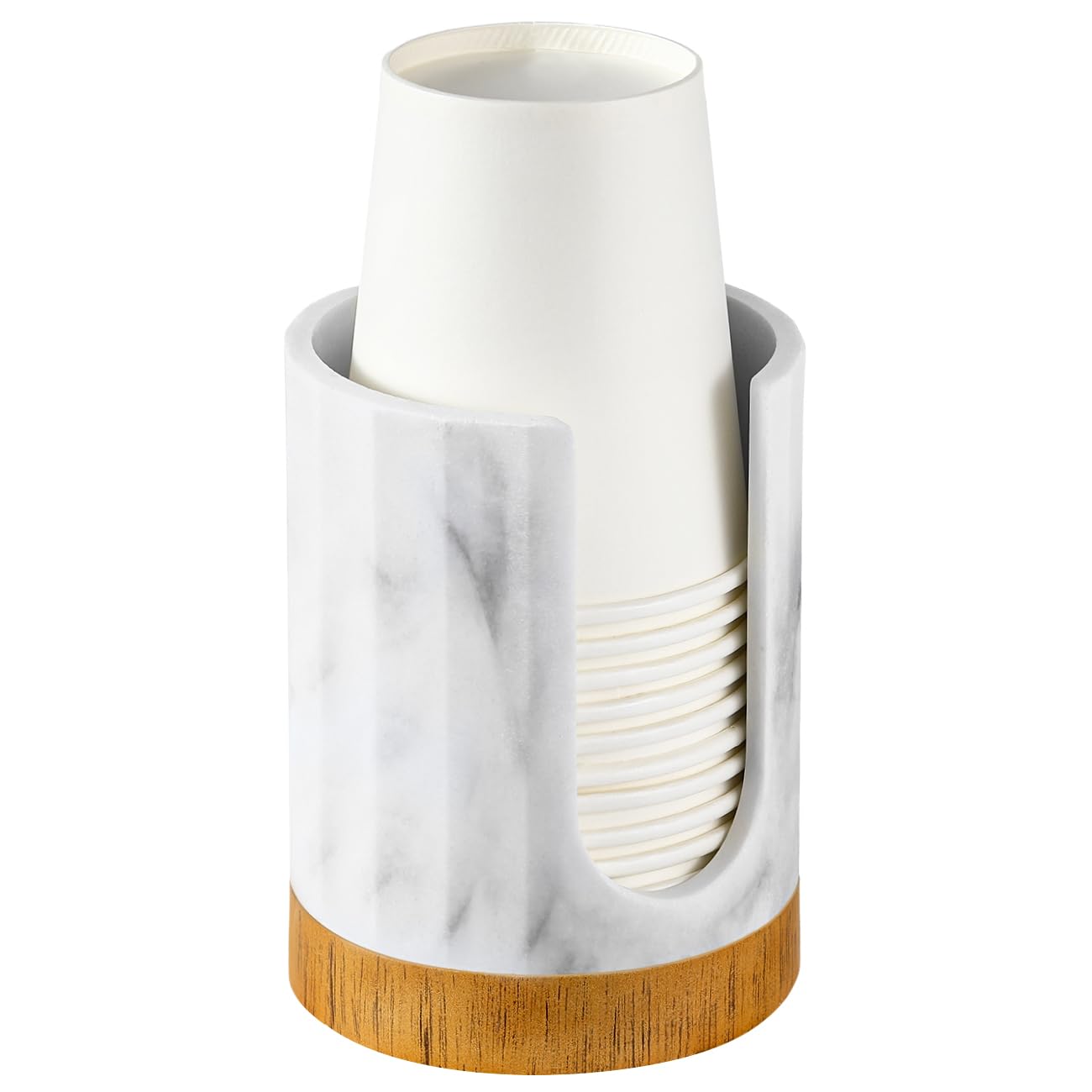 Luxspire Dixie Cup Dispenser, 5-7Oz Bathroom Cup Dispenser, Marble Resin Dixie Cup Holder, Disposable Bathroom Paper Cup Holder,