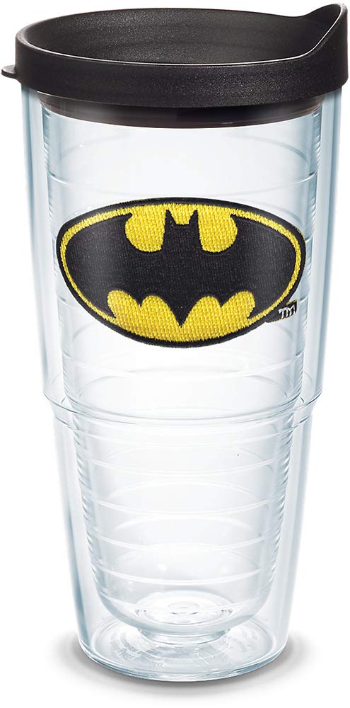 Tervis DC Comics Batman Emblem Made in USA Double Walled Insulated Tumbler Travel Cup Keeps Drinks Cold & Hot, 24oz, Clear  Bla
