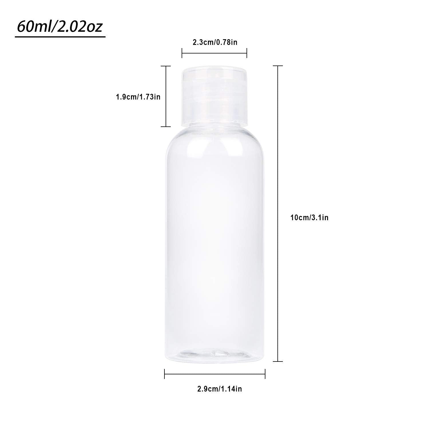 Trendbox 12 Pack Plastic Empty Bottles With Flip Cap For Shampoo, Lotions, Liquid Body Soap, Cream (2 Oz / 60 Ml)