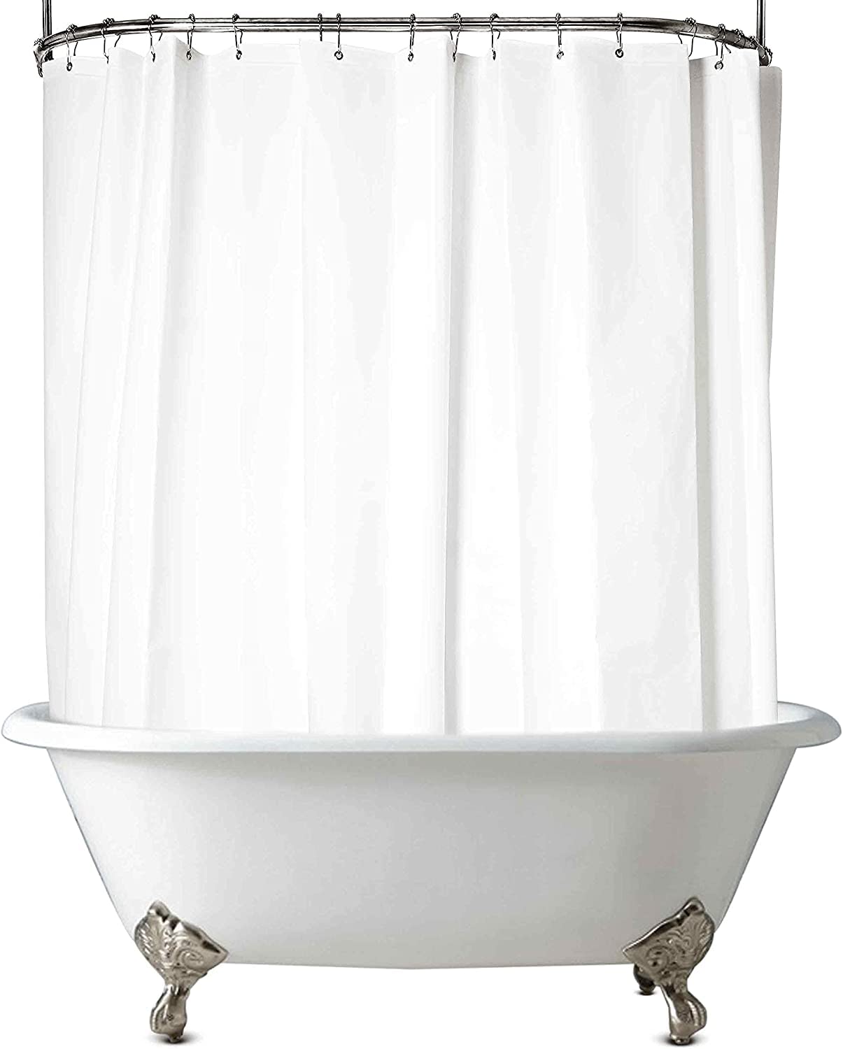 De-Mediocre Clawfoot Tub Shower Curtain 180X60 Inch White Liner All Warp Around Extra Wide 36 Metal Hooks Vinyl Bath Curtain For