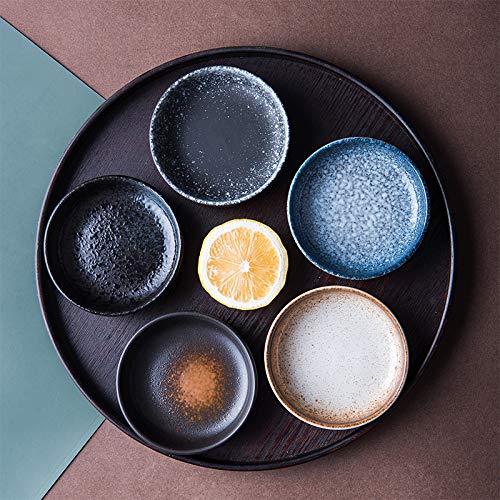 3.5 Inch Japanese Style Classic Porcelain Side Dish Bowl Seasoning Dishes Soy Dipping Sauce Dishes-Set Of 6-Black&White