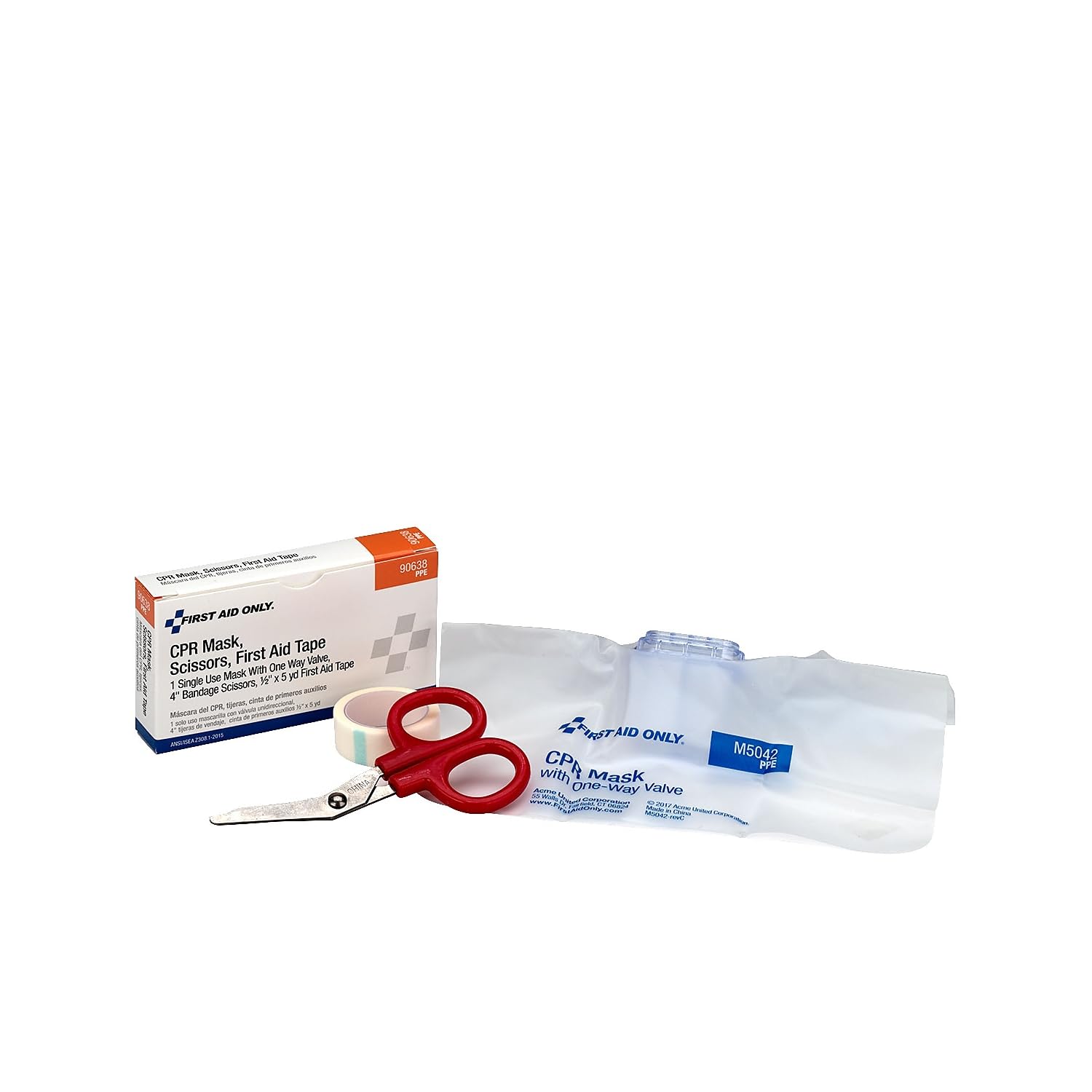 First Aid Only 90638 CPR Mask  Scissors  Tape Roll  1 ea./Box