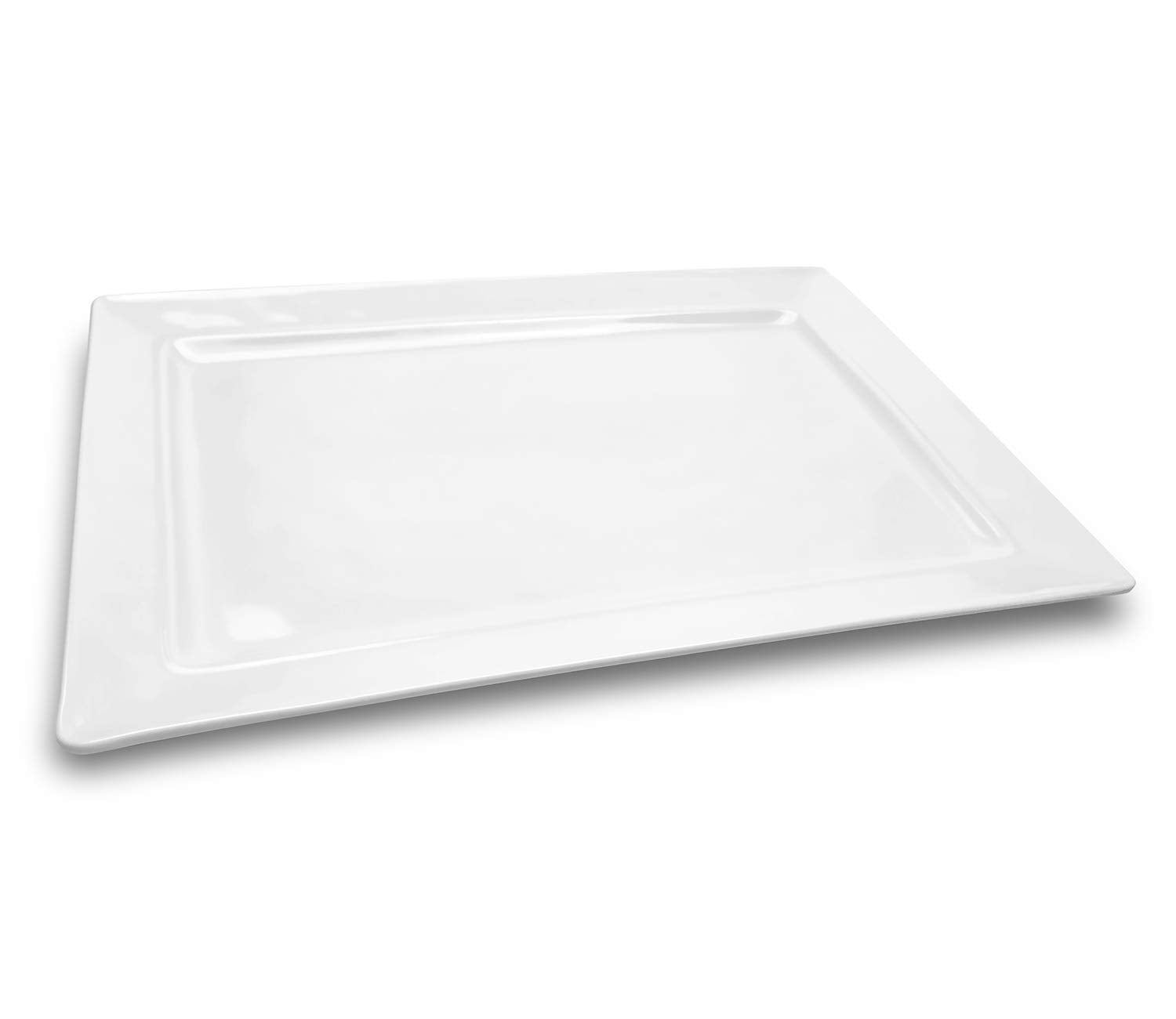 Melamine Serving Tray - 2 Piece 15.875'' X 10.875'' 100% Melamine Rectangular Platter,White Color | Shatter-Proof And Chip-Resis