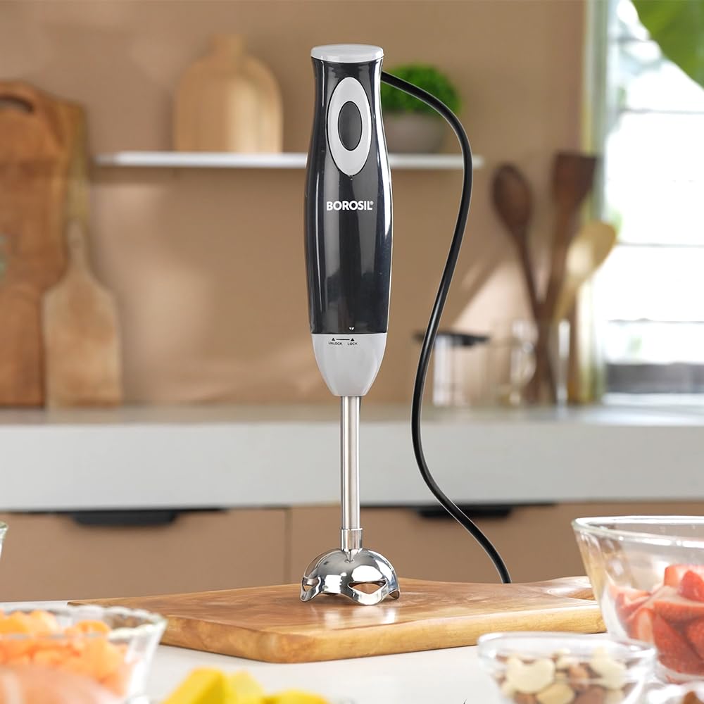 Borosil Smartblend Hand Blender With 800Ml Beaker | 300W Silent Dc Motor, Detachable & Washable Blending Rod | Stainless Steel S
