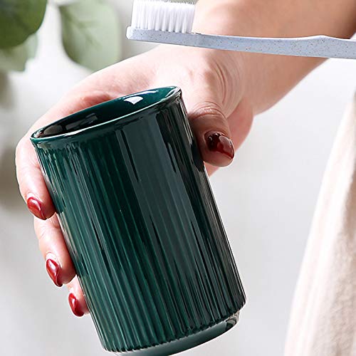 Sizikato 2Pcs Vertical Stripes Porcelain Tumbler Cup,Tooth-Brushing Cup For Bathroom.