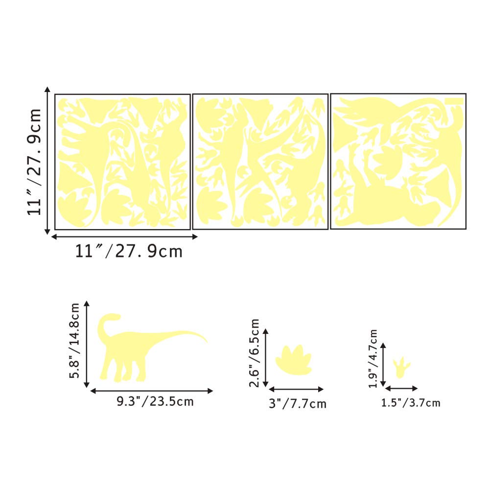 IARTTOP Dinosaur Wall Decals Glow in The Dark Dinosaur Stickers for Kids Room Dinosaur Theme Footprints Volcano Wall Sticker for Boys Baby Bedroom Nursery Decoration