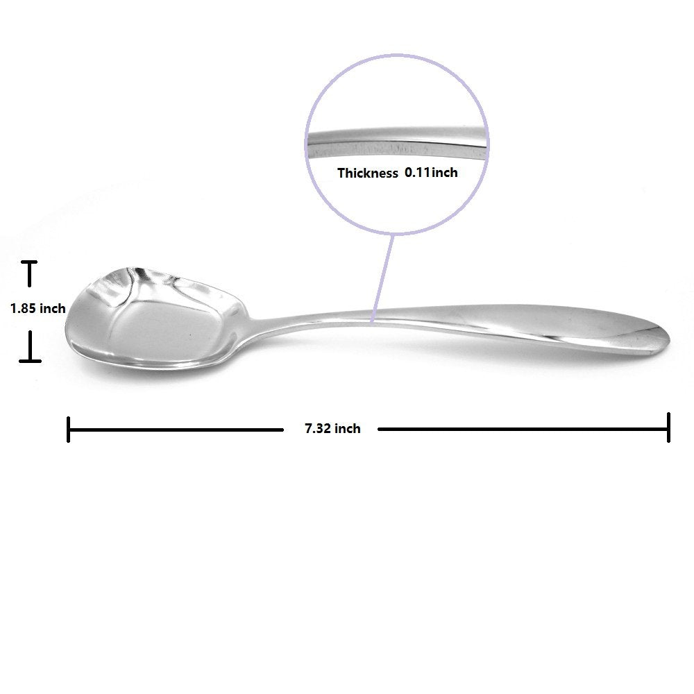 Ercrysto Stainless Steel Square Spoons, Rice Spoons, Soup Spoons, Mirror Polish, Set Of 3 (Large)