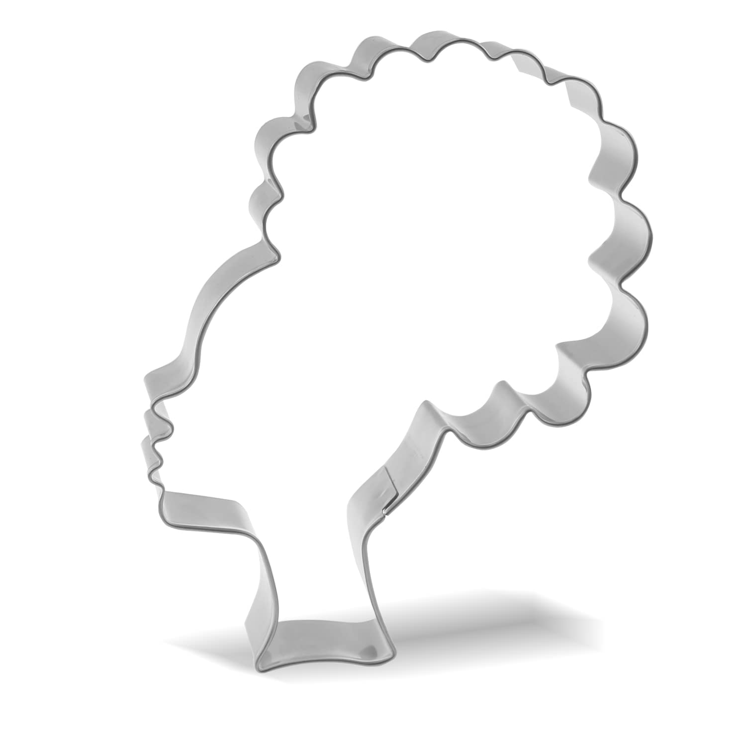 4.5 Inch Girl Face With High Puff On Natural Hair Cookie Cutter - Stainless Steel