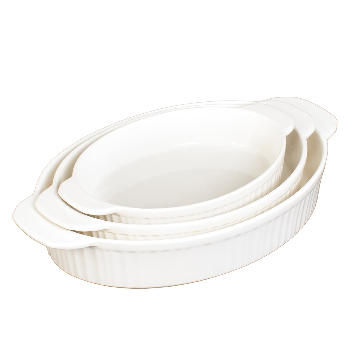 Glad Baking Dish Set, 3pc  Oval Stoneware Casserole Dishes for Oven and Microwave  Nesting Bakeware Set with Handles (11.5, 