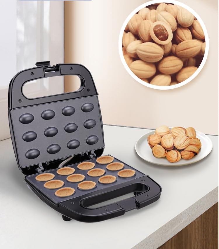 Cookie Maker Electric Walnut Maker Nut Mold Maker, Non Stick 110V Electric Oreshki Maker with Double Sided Heat, Non Slip Feet, 