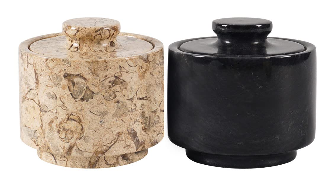 Marblous Krafts Stylish Marble Sugar Dispenser Black And Coral 35 Oz Salt Cellar, Salt Container And Marble Dacor 3 X 3 Kitchen
