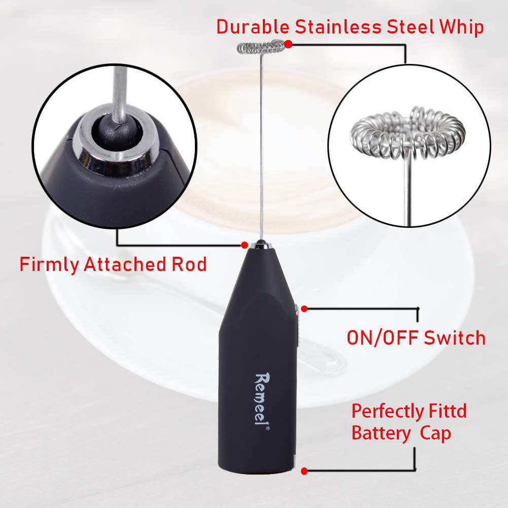 Remeel Handheld Milk Frother With Stainless Steel Whisk, Portable And Powerful Foam Maker For Morning Coffee, Latte, Cappuccino,