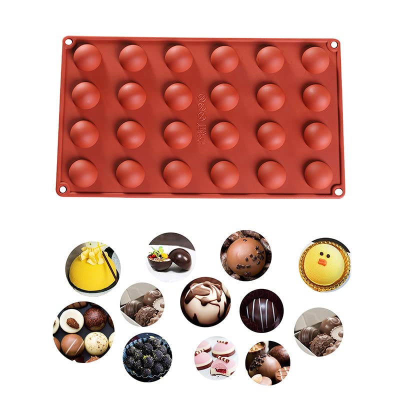 Guratapa 2Pcs 24 Cavities Semicircle Silicone Mini Semi Sphere Round Dome Molds For Fondant Candy Making Chocolate Mold Desserts