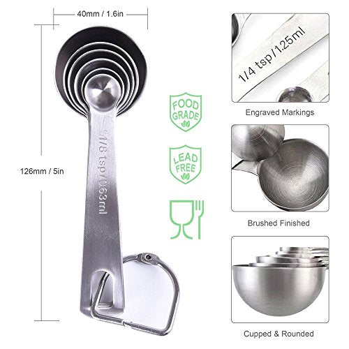 Tovantoe Stainless Steel Measuring Spoons, Silver