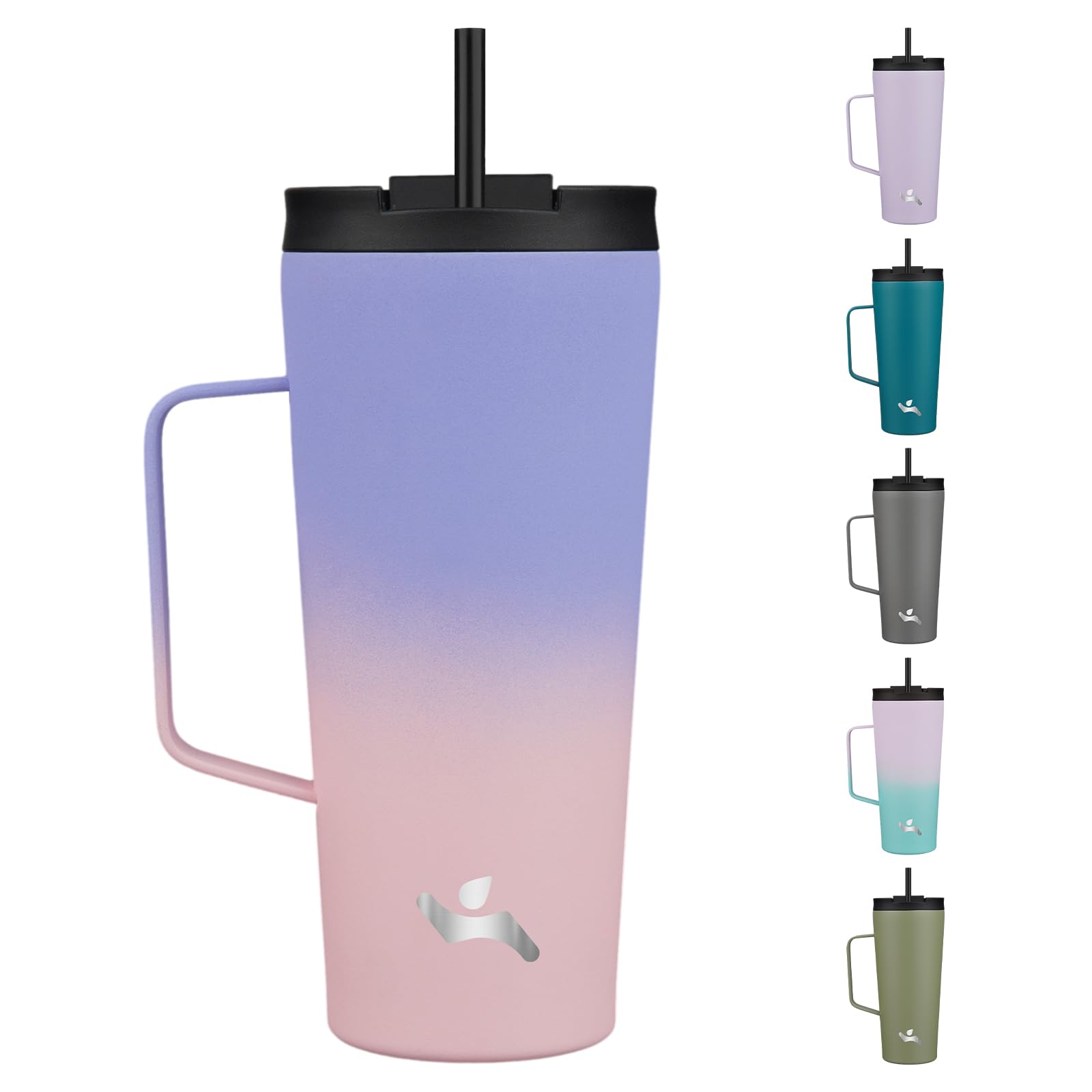 Konokyo Insulated Tumbler with Handle and Straw, 22 OZ Travel Coffee Mug Stainless Steel Cup Metal Water Bottle,Pastel Sunset