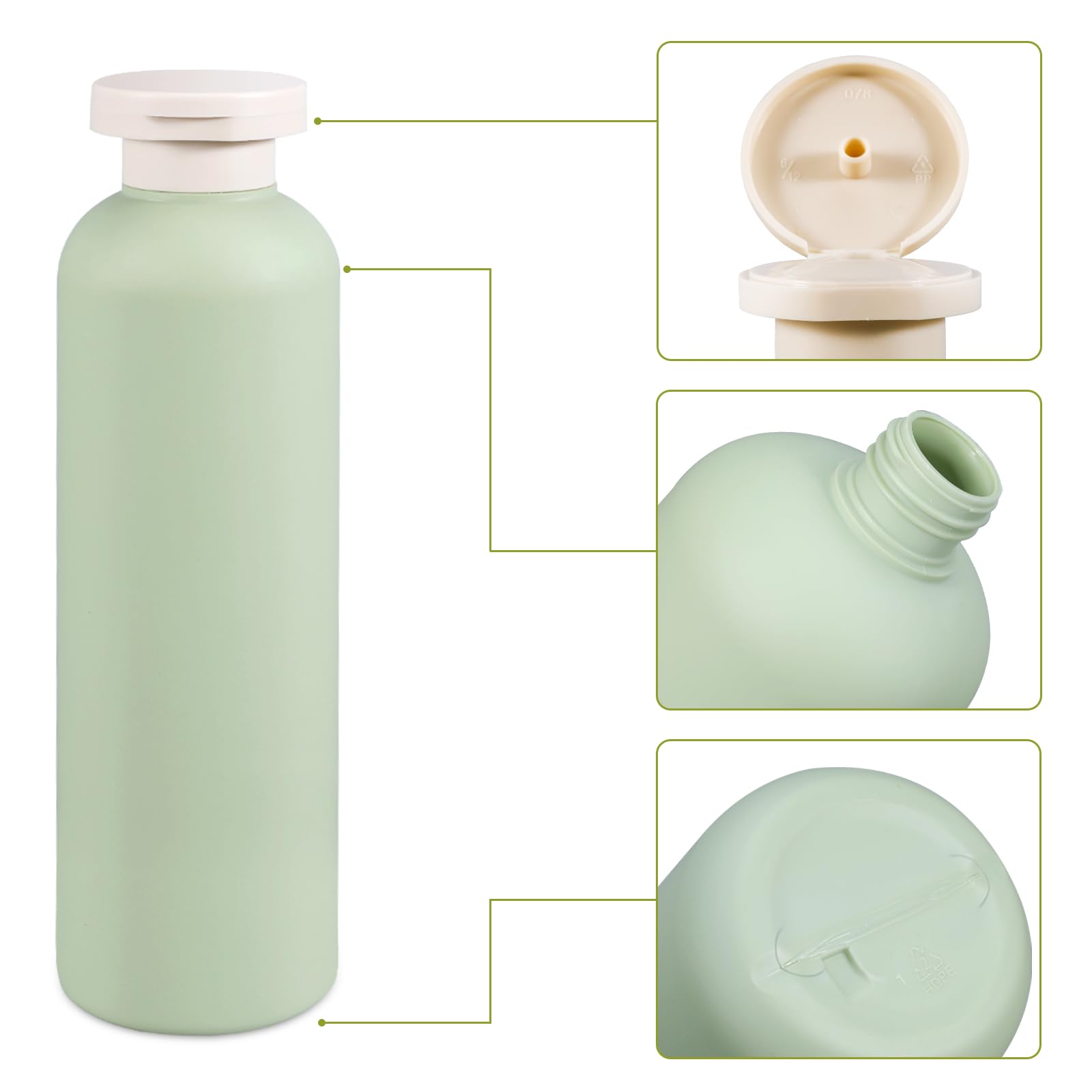 Umetass Travel Shampoo Bottle, Empty Plastic Squeeze Bottles 13.5Oz With Flip Cap, Lotion Container For Toiletries Travel Size S