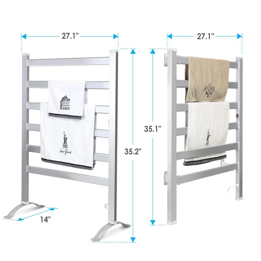 Innoka 2-In-1 Multifunction Heated Towel Warmer, Fabrics Dryer For Household, Bathroom, Brushed Aluminum Structure With Chrome P