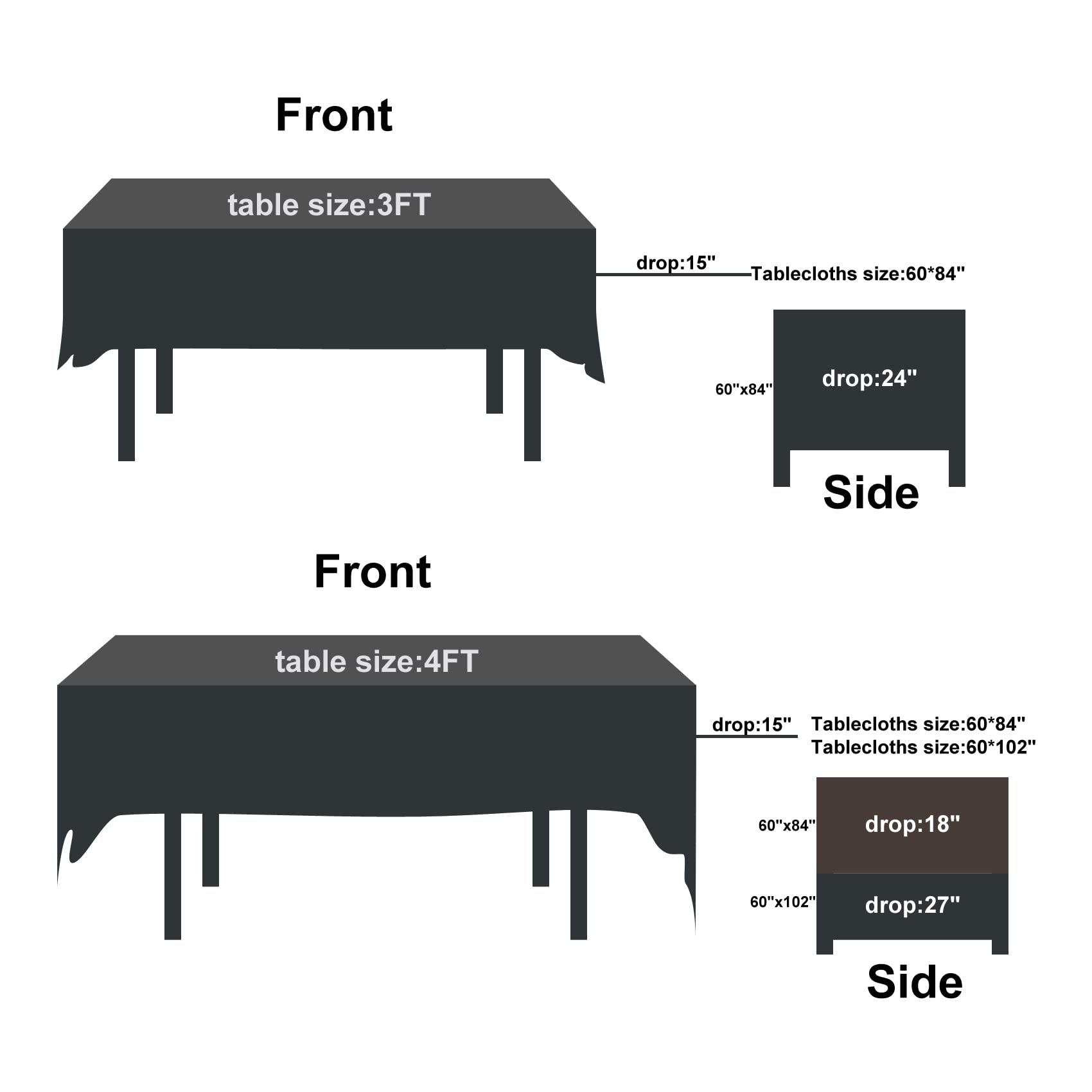 Fokitut 2 Pack Waterproof Rectangle Tablecloth, 60X84 Inch, Stain Resistant And Wrinkle Polyester Table Cloth, Fabric Table Cove