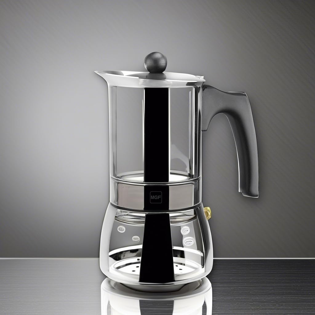 Magefesa Genova Stovetop Espresso Moka Pot, 6-Cup/10 Oz, Made Of 18/10 Stainless Steel, Suitable For Induction, Greca/Italian Co