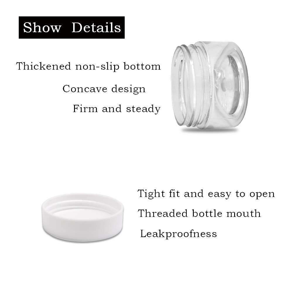 24 Pcs 1Oz Plastic Cosmetic Jars,Round Leak Proof Clear Container With Lid,Wide-Mouth Refillable Small Storage Containers For Sl