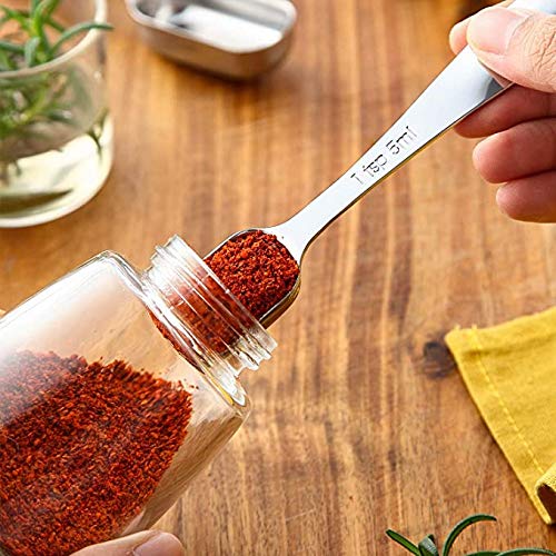 Mekbok Heavy Duty Stainless Steel Metal Measuring Spoons For Dry Or Liquid, Fits In Spice Jar, Set Of 6