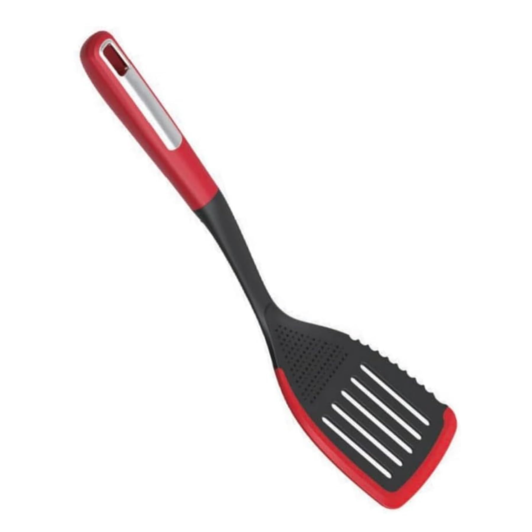 HeatResistant Silicone Slotted Turner with Sawtooth Edge, MultiPurpose Kitchen Spatula for NonStick Pans, Cutting/Grinding Ga