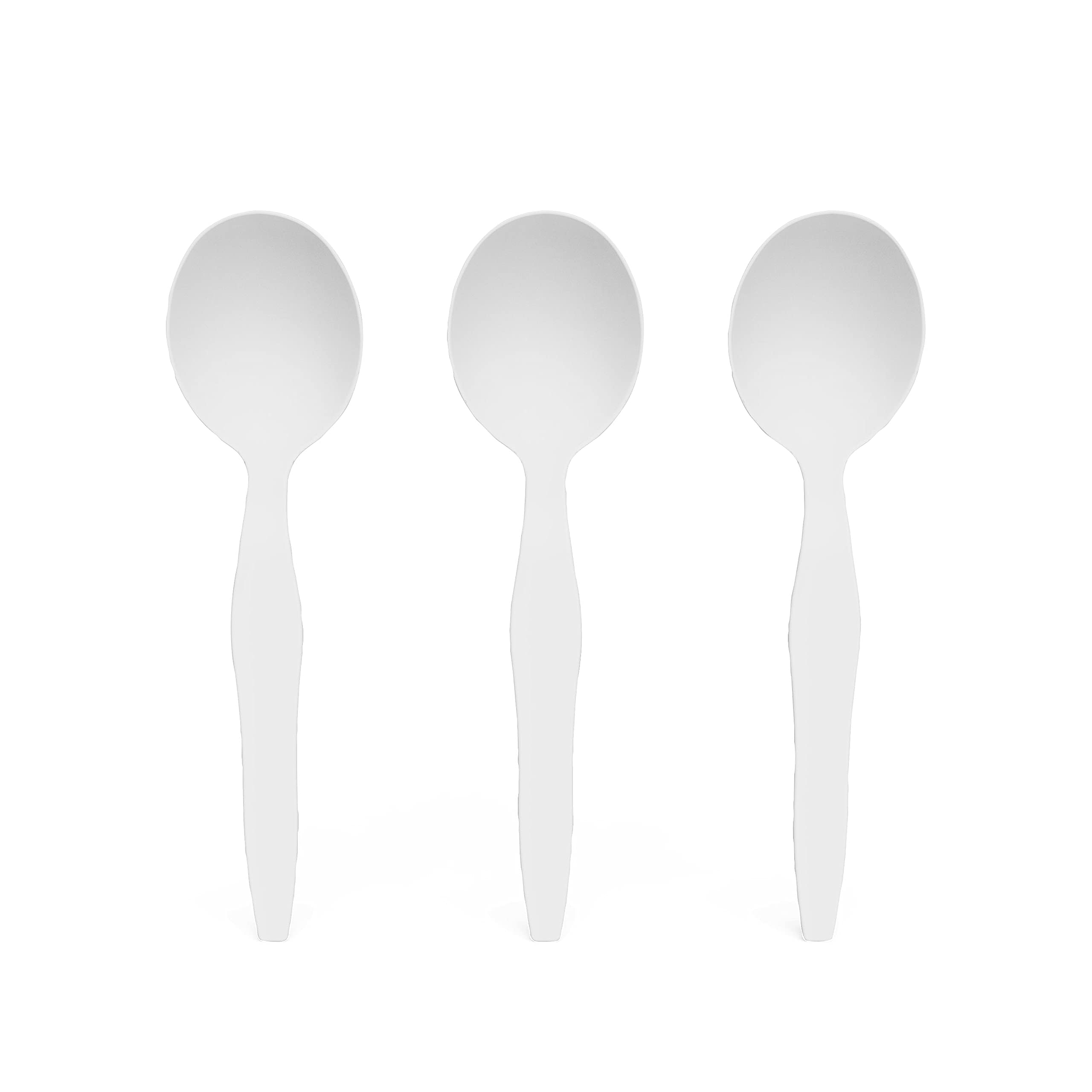 Perk Heavy-Weight Plastic Soup Spoon - White, Durable and Reliable for Everyday Use