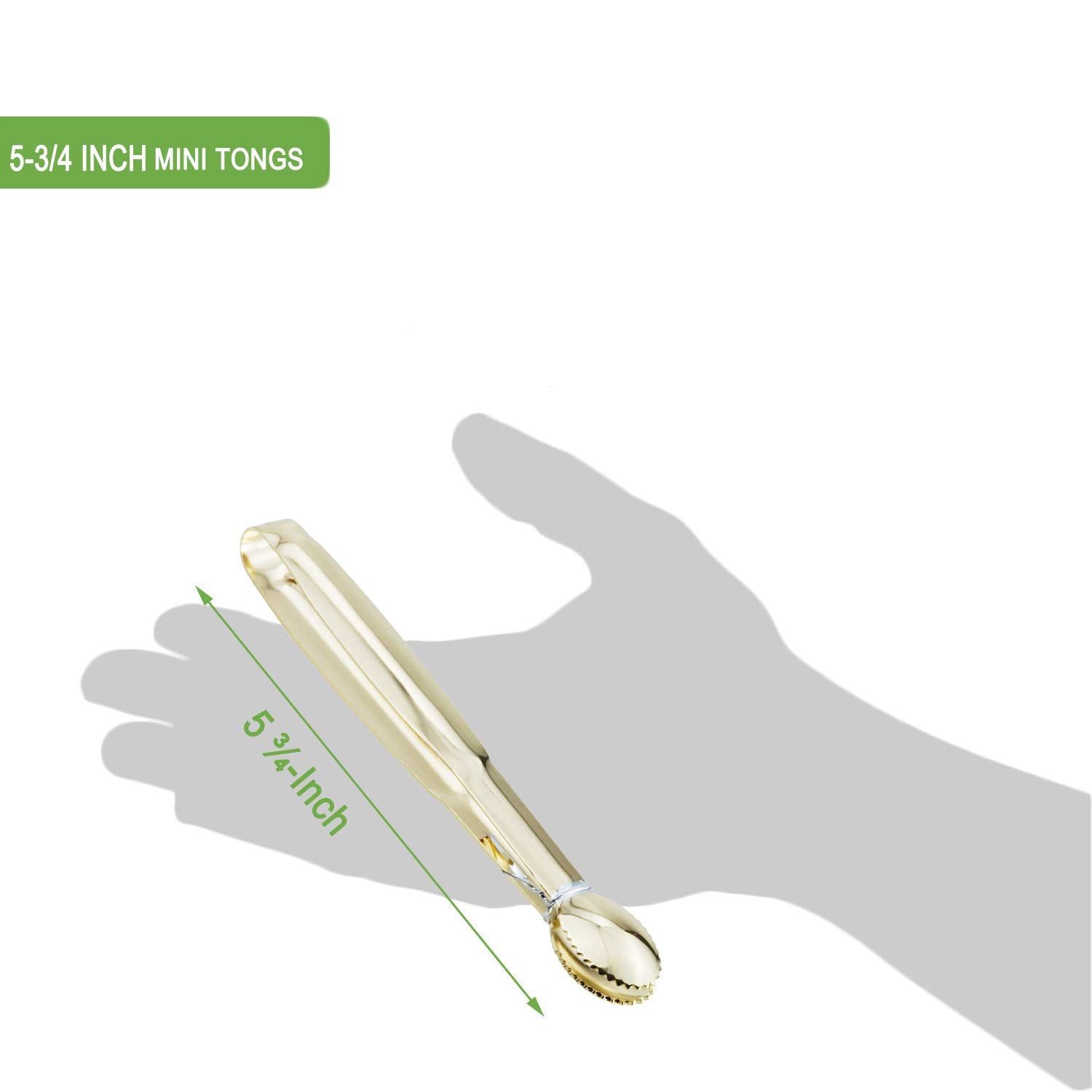 Hinmay Mini Appetizer Tongs 5-3/4 Inch Small Serving Tongs, Set Of 4 (Gold)