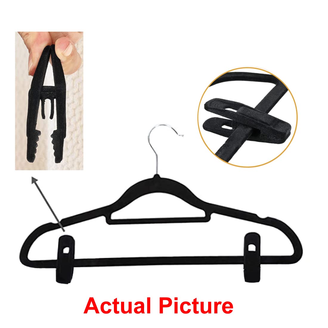 Otylzto 20Pcs Velvet Hanger Clips, Hanger Clip For Velvet Hangers,Plastic Hanger Clips