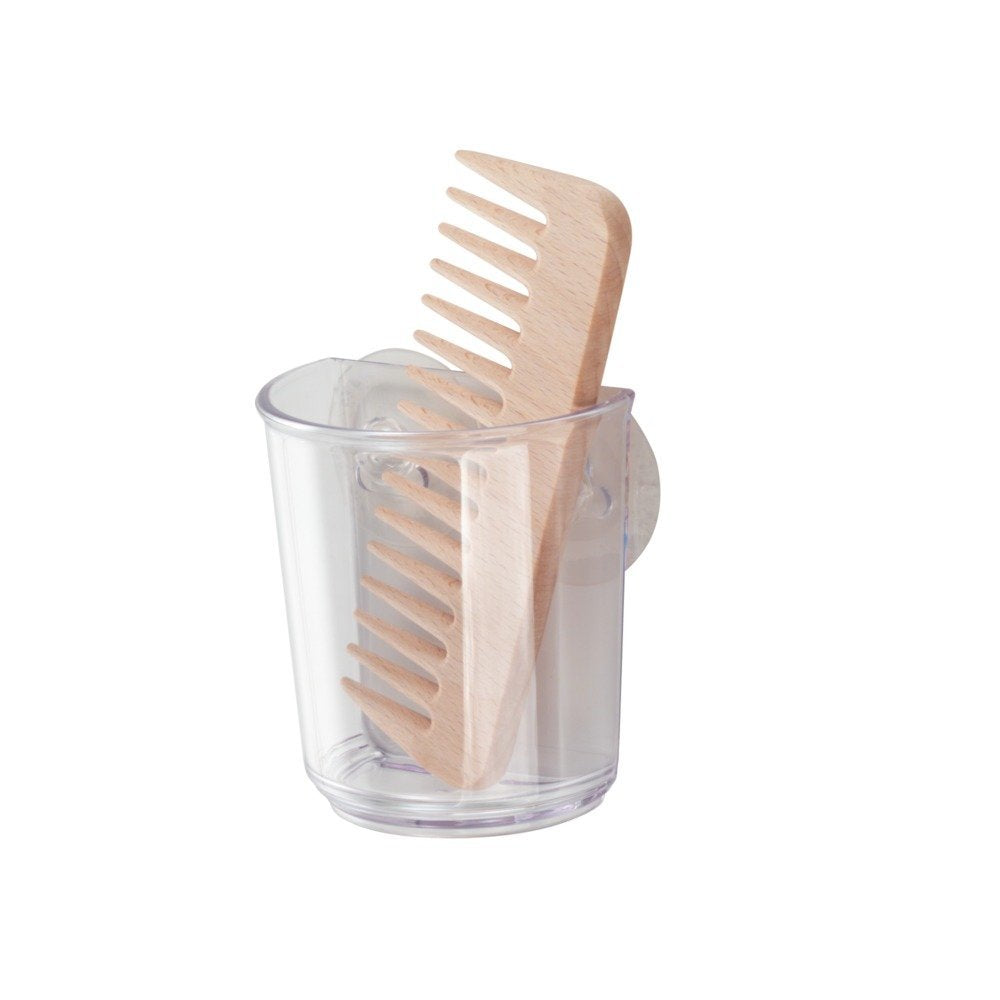 iDesign Plastic Suction Tumbler Cup - Clear Bathroom Organizer, 3"x2"x3.5", Pack of 1, Model 20400
