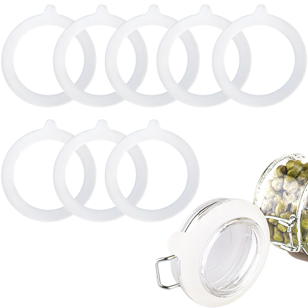 8 Pieces Silicone Jar Replacement Gasket, 3.75 Inch Sealing Rings For Glass Clip Top Jars, Leak-Proof Canning Silicone Fitting S