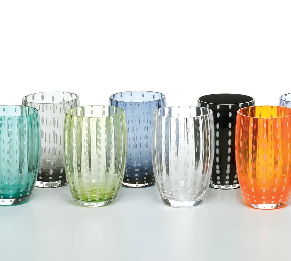 Zafferano Perle Beverage Amethyst (Set Of 2) 16 Fl Ozs, 5.3'' Height, Colored Murano Glass