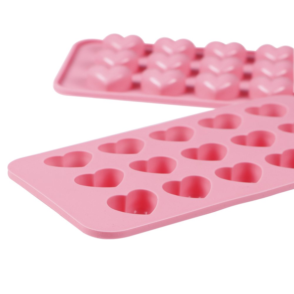 Webake Heart Molds Silicone Chocolate Candy Molds, 15 Cavity Mini Heart Shaped Tray For Gummy, Jello, Fondant, Ice Cube, Crayon,