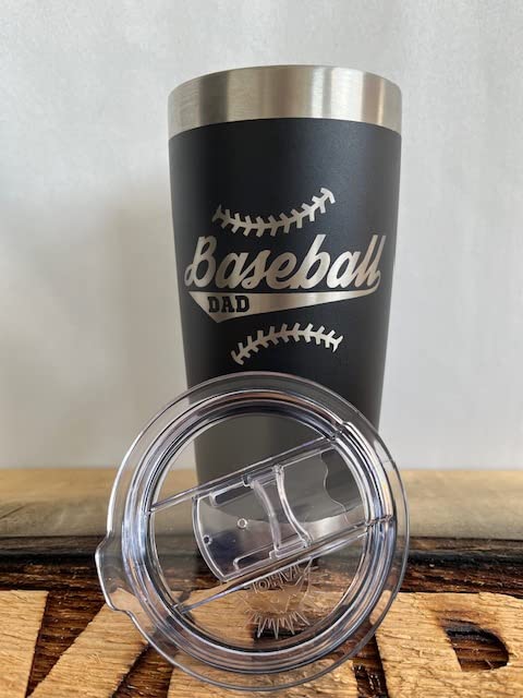 Maverick Advantage Baseball Dad Tumbler - 20 Oz Black Tumbler W/ Sliding Lock Lid - Dad Gift - Baseball Gift