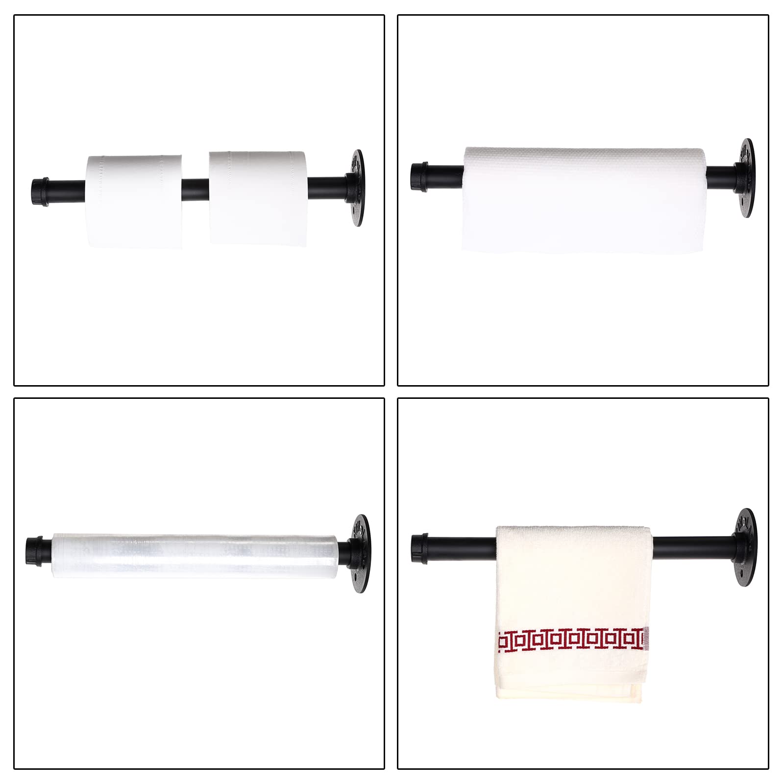 Sumnacon 2 Pack 14 Industrial Pipe Wall Mounted Clothing Rack Bar -- Metal Garment Bracket Frame