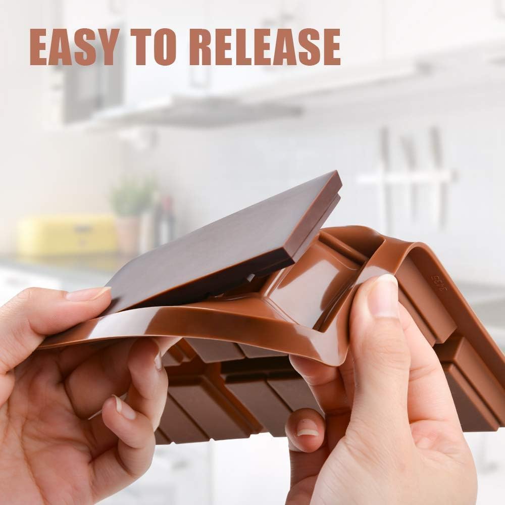 Chocolate Bar Mold, Deep Silicone Snap Chocolate Bar Molds For Stuffed Chocolate Bar, Wax Melt, Candy Bar Molds (5 Snap+10 Snap)