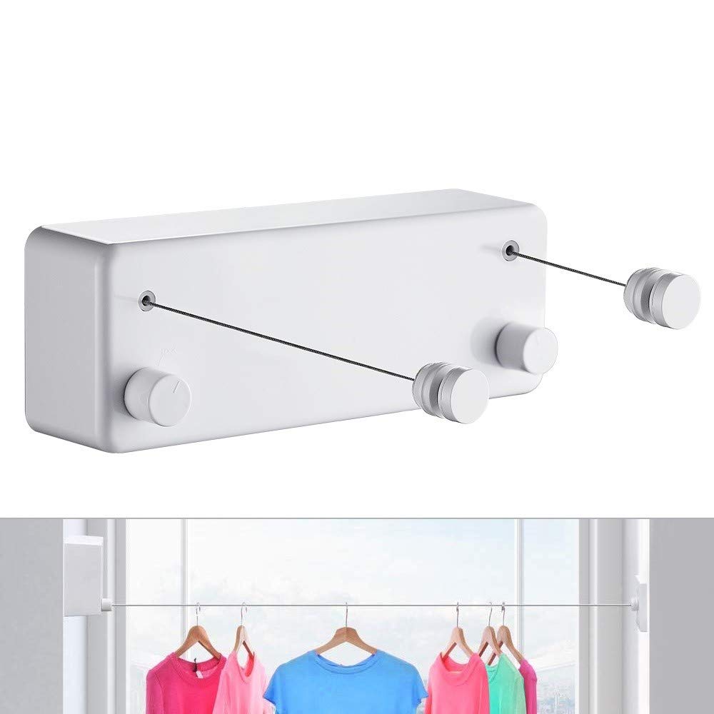 Retractable Clothesline-Clothes Line Retracting Indoor-Clothes Drying Line-Double Retractable Clothes Lines For Hanging Clothes
