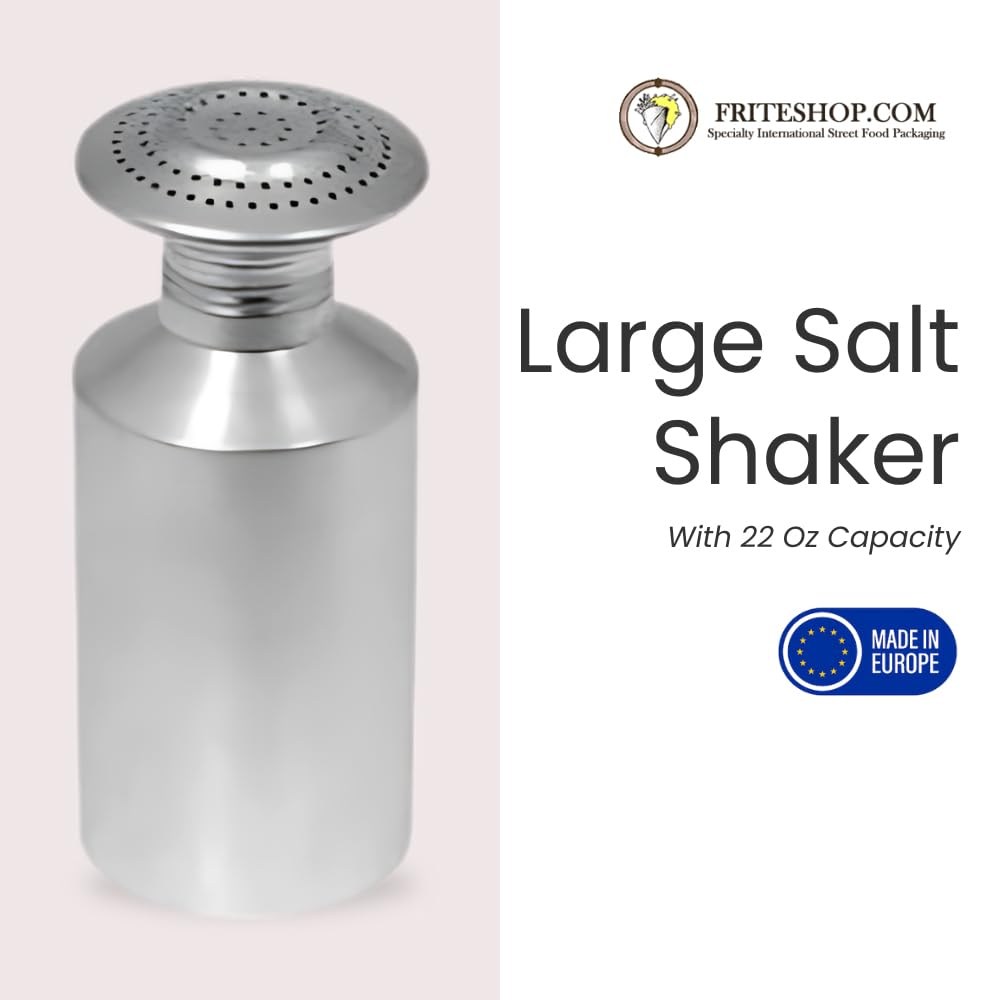 Aluminum Pommes Frites Large Salt Shaker - 22 Oz. Capacity, Aluminum Salt Pepper Shakers For Snacks, Fries | Salt Cellar Importe
