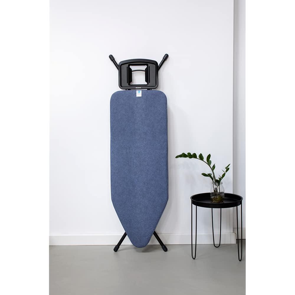 Brabantia Size C Ironing Board (49X18 In) 7 Height Options, Solid Steam Iron Rest Holder (Denim Blue) Non-Slip Feet, Anti-Collap