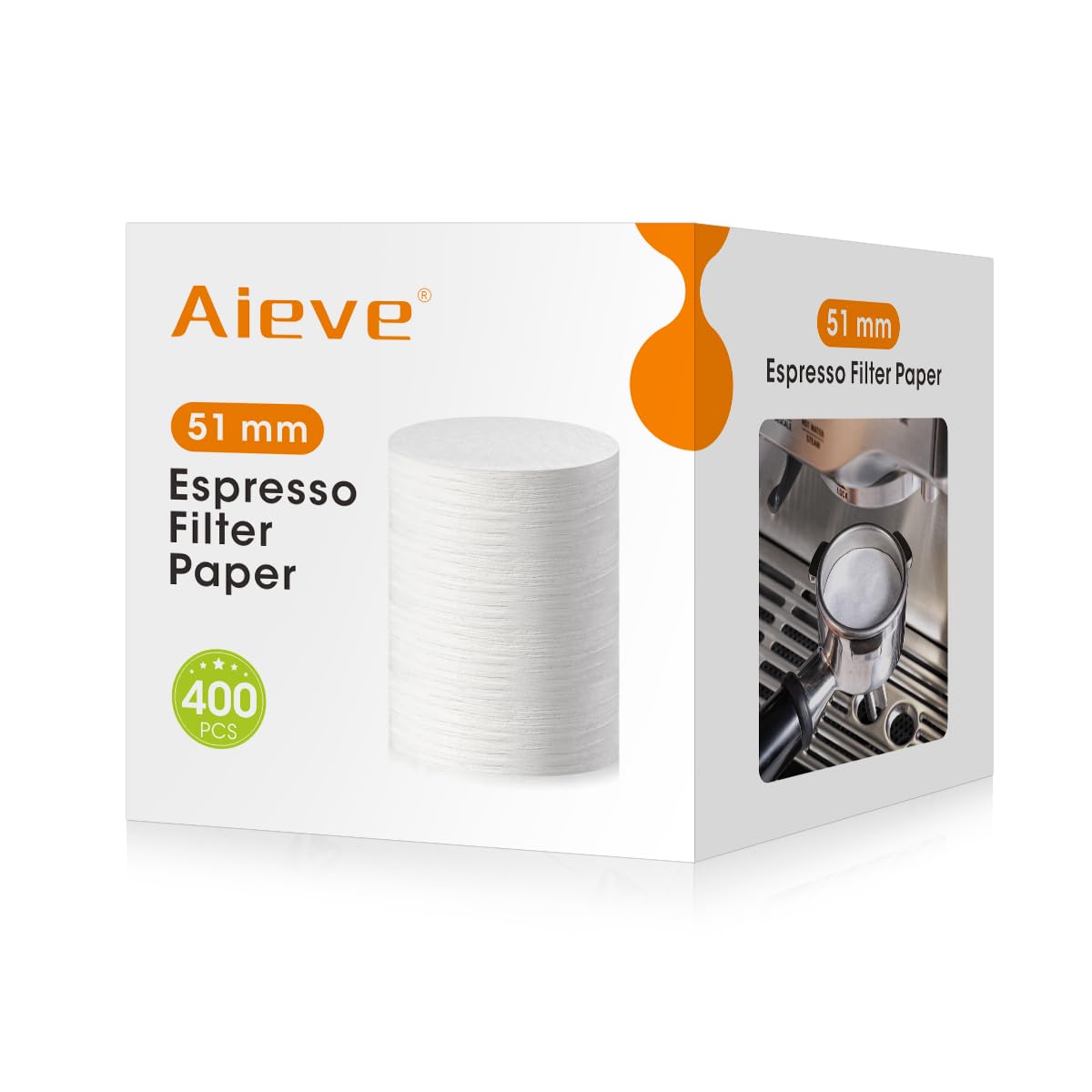 Aieve Espresso Paper Filter Compatible With Breville Barista Espresso Coffee Maker, 400 Pcs 51 Mm Espresso Filter Puck Screen Po