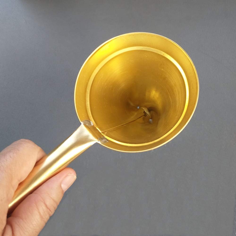 Cozinest Egg Yolk Threads Maker Brass Funnel Thai Dessert Foi Thong Portuguese Sweet Eggs Thread Mold (2.7 inches)  Gold